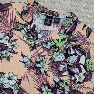 Star Wars Baby‎ Yoda Hawaiian Shirt Tropical Grogu Floral Peach Green Men's XL